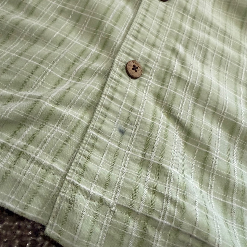 Lot 2 bundle Island Shores Mens L short sleeve Linen‎ Blend Shirts plaid stripes - Picture 4 of 7
